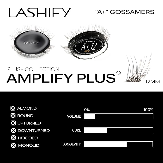 Lashify Amplify Plus+ 12mm Eyelash Extensions Refill in Truffle Color, Easy DIY False Lashes for the Most Delicate, Natural and Long Lasting Look