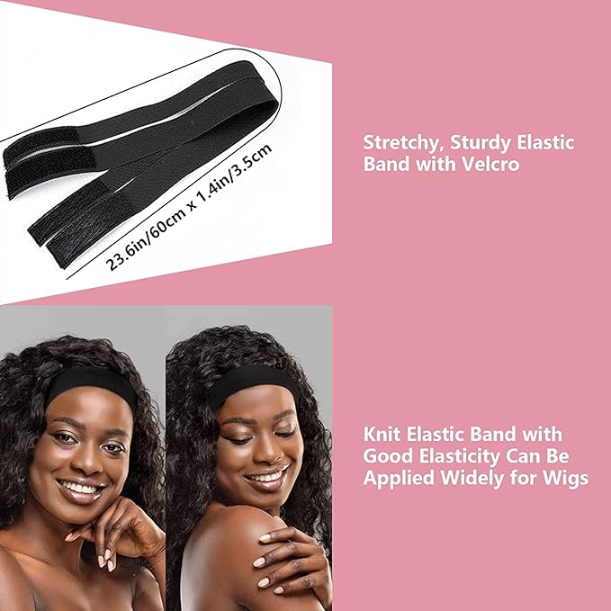 Goiple 11 PCS Wig Kit for Lace Front Wigs for Beginners, Hair Wax Stick Lace Melting Elastic Band for Wigs, Edge Laying Scarf, Eyebrow Razor, Tweezer, Edge Brush, Wig Band, Mini Scissor, Comb (Black)