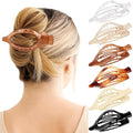 6 Packs Flat Claw Clips for Women, French Concord Flat Hair Clip, Matte Curved Hair Claws Clip, Lay Down Claws Clips, Durable Strong Hold Hair Clip (Amber)