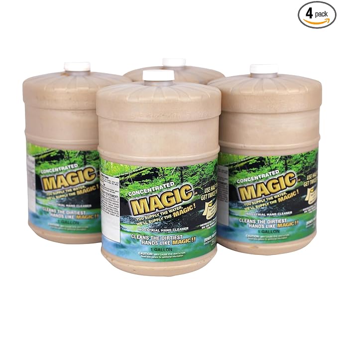 Zenex Magic Hand Soap - Industrial Hand Cleaner for Auto Mechanics | Shop Soap | Walnut Shell Scrubbers to Remove Grease, Oil, Ink & Paint | Moisturizing Ingredients | 1 gallon (4 Pack)