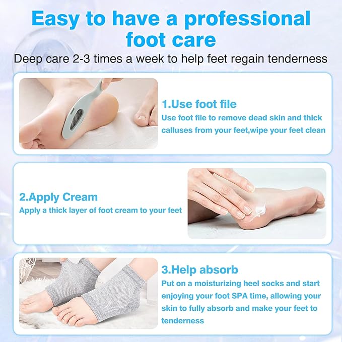 Urea Cream 40 Percent for Feet Maximum Strength, with Moisturizing Heel Socks for Cracked Heel,Foot Cream for Dry Cracked Heels and Feet,Urea Lotion, 3.5 OZ, Foot Files