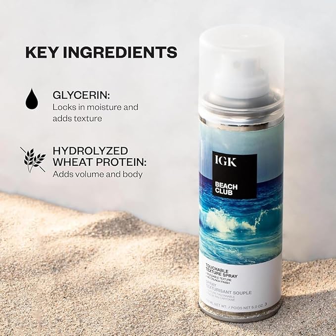 IGK Beach Club Texture Spray for Hair Travel Size | Instant Volume, Texture and Hold | Salt-Free, Non-Drying Finishing Spray | Vegan + Cruelty-Free | 1.7 Fl Oz (Pack of 2)