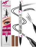 iMethod Curved Eyebrow Pen - 2-in-1 Dual-Ended Microblading Eyebrow Pencil with Curved Tip and Precise Brush-Tip, Brow Pen for Natural Hair-Like Brows, Lasts All-Day, Black