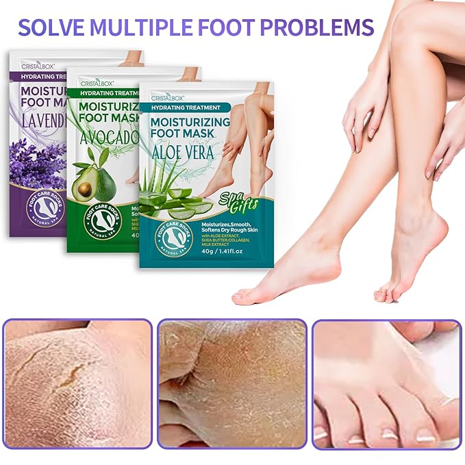 18 Pack Moisturizing Foot Mask, Hydrating Foot Masks for Dry Cracked Feet, Moisturizing Socks Dry Skin Moisturizer for Soft and Smooth Touch Feet, Foot Care Spa Gifts for Women Men Mothers Day Gifts
