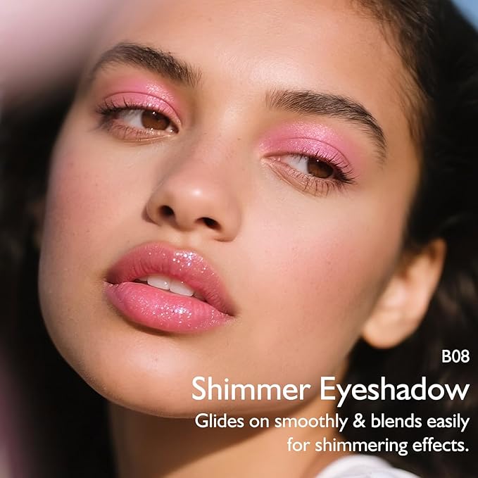 Glitter Purple Eyeshadow Palette, Single Shimmer Eye Shadow Palette Makeup Compact Pressed Powder Lightweight Blendable Metallic Holographic Iridescent Cream Eyeshadow Eye Highlighter for Women