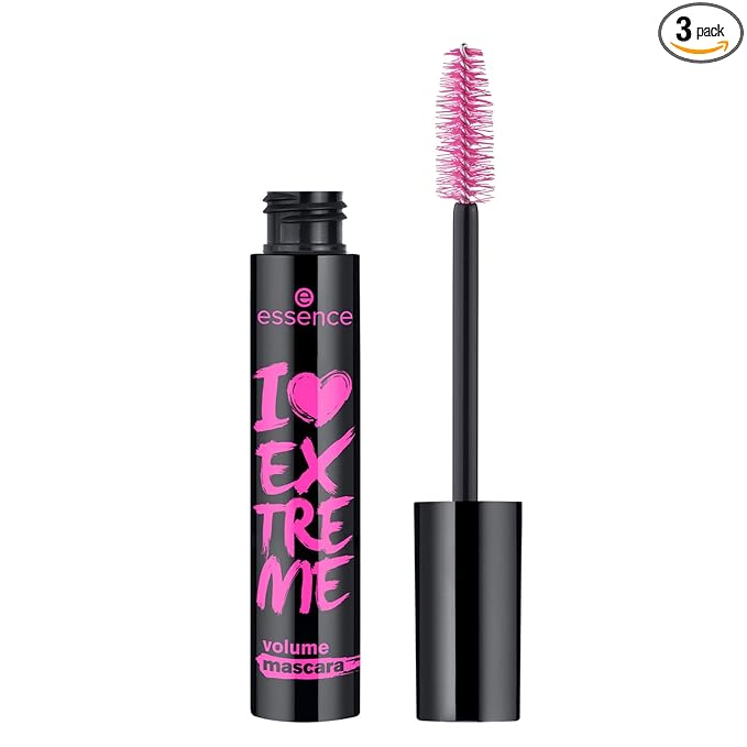 essence | I Love Extreme Volume Mascara (Pack of 3) | Flake Free, Intense & Dramatic Volume | Vegan & Cruelty Free