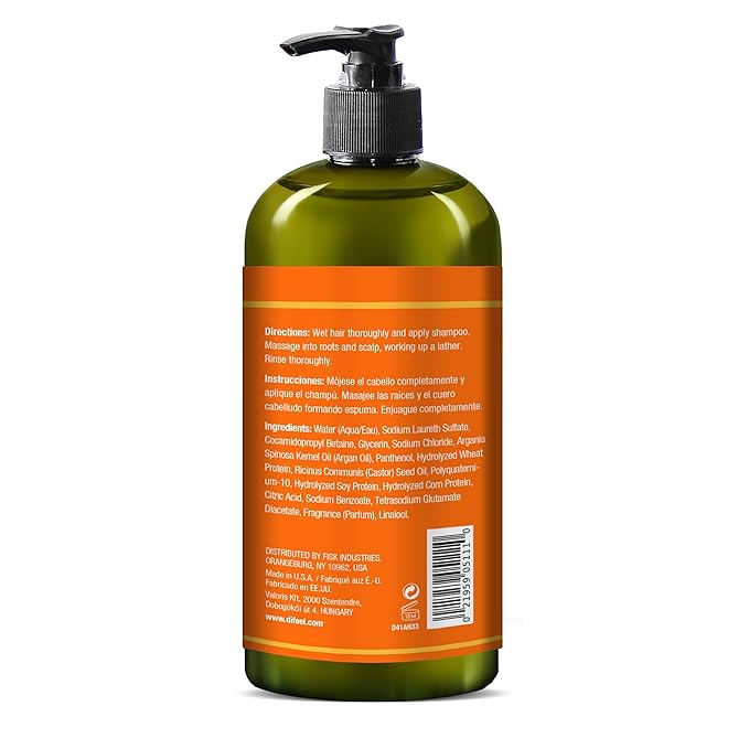 Difeel Argan Hydrating Shampoo 33.8 oz. - Natural Sulfate Free Argan Oil Shampoo for Hair