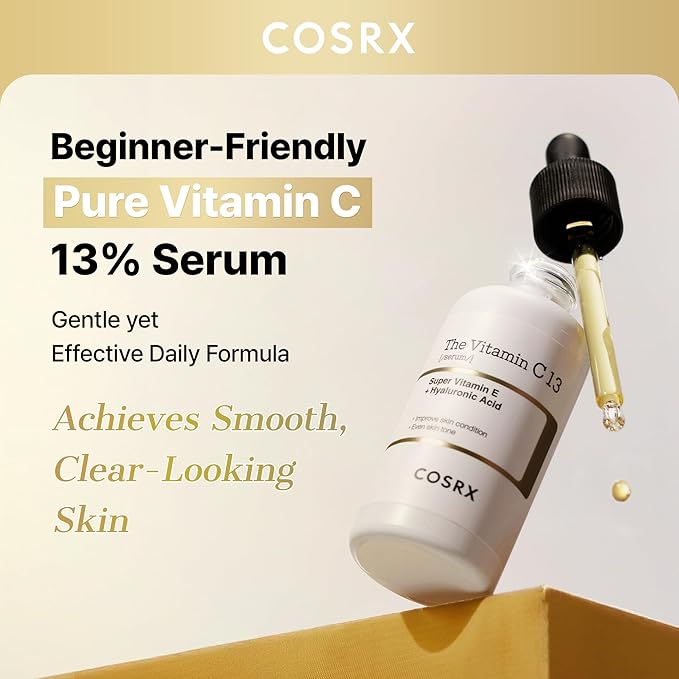 COSRX Pure Vitamin C 13% Serum (Renewal) with Vitamin E & Hyaluronic Acid, Korean Vitamin C Serum, Hydrating Facial Serum for Uneven Skin Tone, Dull Skin, 0.67 oz, Korean Skin Care
