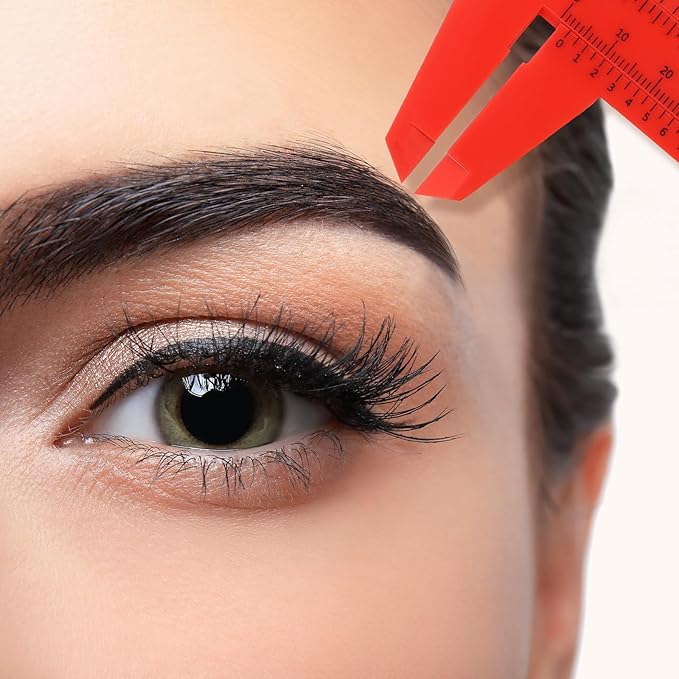 Frienda 5 Pieces Eyebrow Measuring Ruler Brow Mapping Tool Mini Vernier Caliper Double Scale Plastic Sliding Gauge Ruler for Micro Blading Eyebrow Tattoo Brow Artists(Bright Colors)