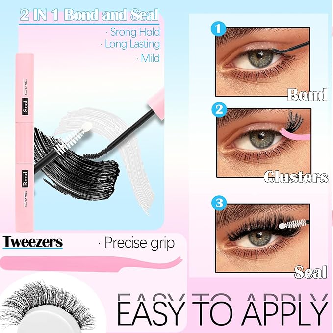 YIDUO 5 Styles Eyelash Clusters Kit 80D 100D Volume Wispy Individuals lash Extensions Kit, Volume Studio Effect, Fake Eyelashes 500Pcs All-in-1 Pack with Glue |Tweezers |Removers |Brush