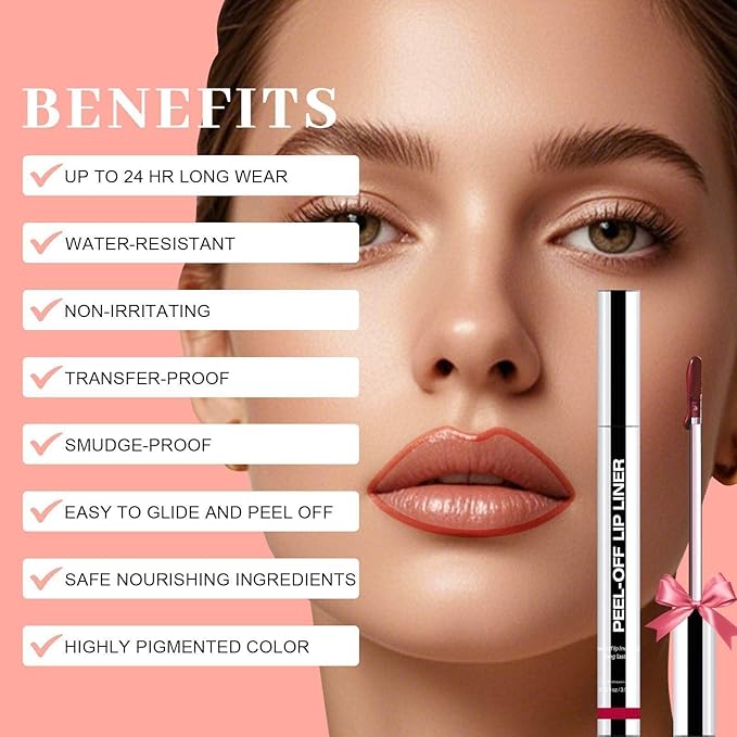 Lip Stain - Lip Liner Stain, Long Lasting Peel Off Lip Stain, Natural Matte Peel Off Lip Liner Stain, Waterproof, Transfer-proof, Easy to Use, Long Wear Lip Tattoo, Warm Gifts for Women (Rose)