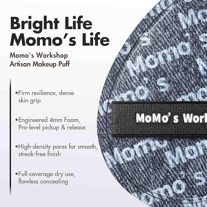 Momo's Workshop Black Denim Makeup Sponges,Blender Sponges for Foundation & Concealer, Non-Absorbent Rubycell, Large Beauty Sponge,Makeup on Details Targeted, Travel Friendly & Reusable,2pcs