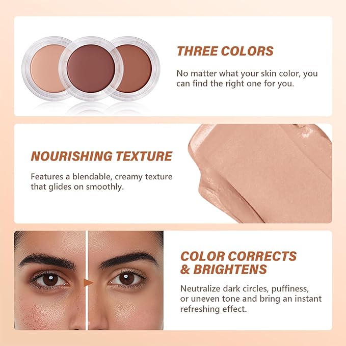 Under Eye Brightener & Concealer - Hydrating Color Corrector for Dark Circles, Lightweight Undereye Brightening Cream with Hyaluronic Acid & Shea Butter, Smooth & Blendable (Dark Mocha, 1)