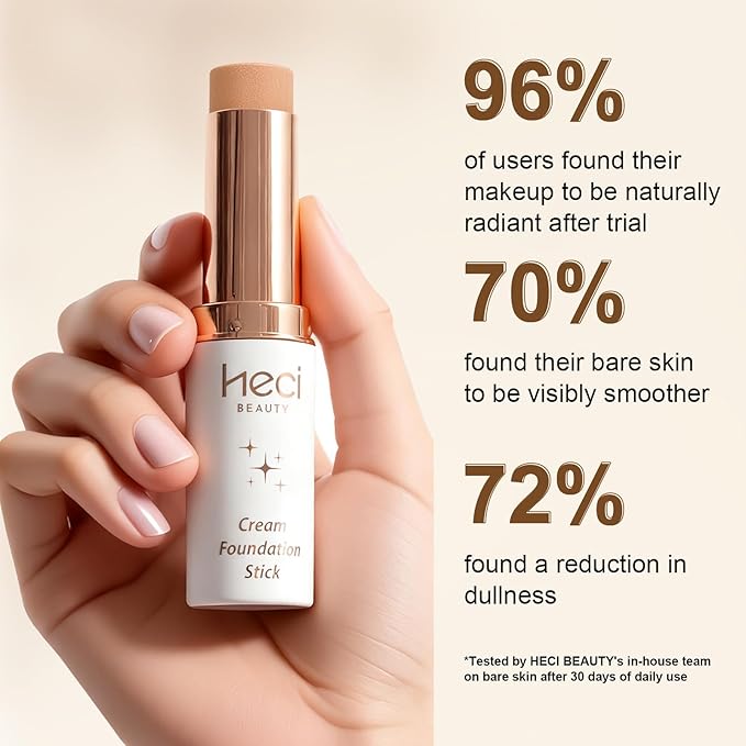 HECI BEAUTY Skin Tint Foundation Stick, Balm to Cream Foundation with Light to Medium Coverage, Infused with Hydrating Ingredients, Toffee, 0.25 oz