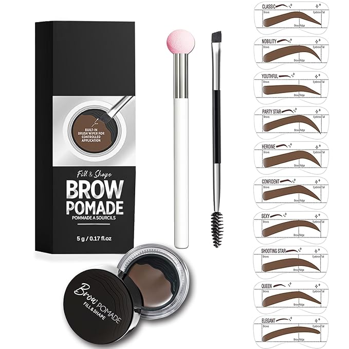 Eyebrow Stencils, Eyebrow Stamp Perfect Eyebrows Brow Stamp Waterproof, Eye Brow Stencil Kits Trio Kit with Sponge Applicator With 10PCS Eyebrow Shaping Kit Smudge-proof & Long-Lasting, Taupe
