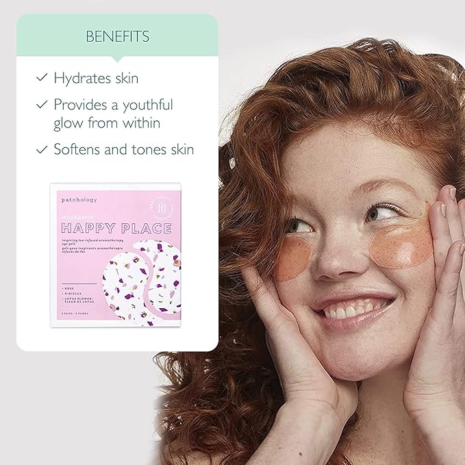 Patchology Happy Place Under Eye Patches - Overnight Anti-Aging Masks for Dark Circles, Puffy & Eye Bags, & Wrinkles - Brightening & Depuffing Skin Care Undereye Pads for a Youthful Glow (5 Pairs)