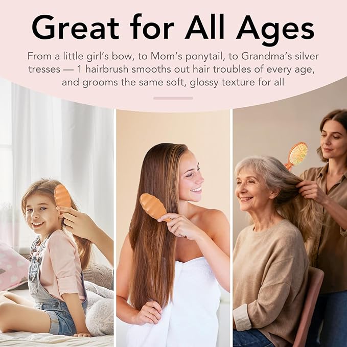 Boar Bristle Hair Extension Brush for Women Girls -Hairbrush for Extensions and All Hair Types, Loop Brush for Restore Natural Shine, Frizz Control, Smooth & Detangle