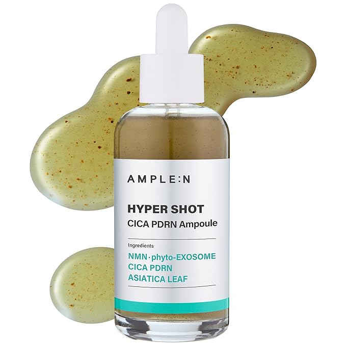 AMPLE:N Hyper Shot Cica PDRN Ampoule - Korean Face Serum for Sensitive, Acne Prone Skin - Calming, Barrier Repair with Centella Asiatica Niacinamide Plant DNA, Non-Comedogenic K-Beauty, 2.7 fl.oz.
