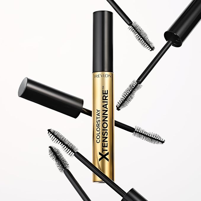Revlon ColorStay Xtensionnaire Lengthening Lash Serum and Mascara In One, Tapered Brush for 2X Longer Looking Eyelashes, Infused with Pro Vitamin B5, Smudge-Proof, 211 Black Waterproof (Pack of 2)