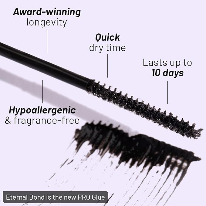 Lilac St - Eternal Bond (Black) - Lash Cluster Glue - Mini Mascara Wand Applicator - Strong & Flexible Hold - Waterproof - Sensitive Eyes Safe - Cruelty Free, Vegan, Women Founded - 0.16 fl oz