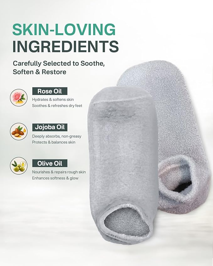 Moisturizing Socks for Dry Cracked Feet, Silicone Socks for Foot Spa(up to Size 8.5), Gel Socks for Foot Care Overnight, Aloe Socks Heel Protector for Cracked Heel Treatment, Self Care Gifts for Women