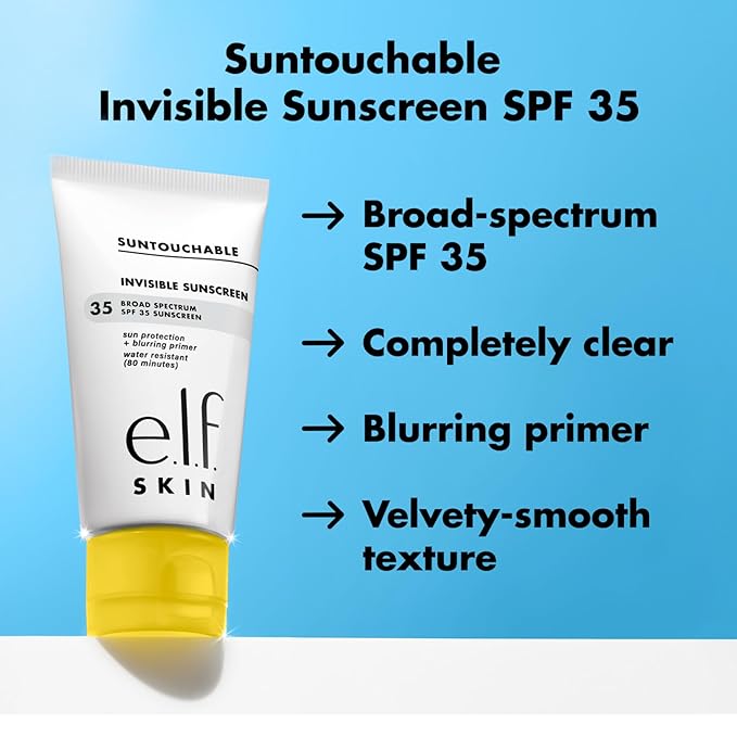 e.l.f. SKIN Suntouchable Invisible SPF 35 Sunscreen, Lightweight Gel for Under Makeup, Daily Face Sunscreen for Women, Vegan & Cruelty-Free