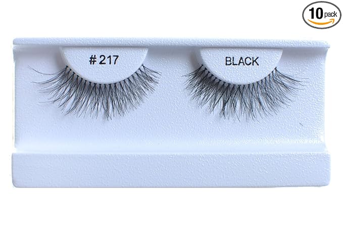 10 Pairs 100% Human Hair False Eyelashes Natural Black #217