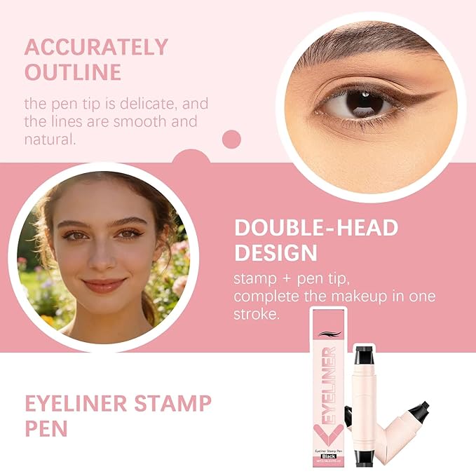 Rotating Eyeliner Stamp Pen, 2026 New Foldable Winged Gel Set for Perfect Cat Eye, Waterproof Smudge-Proof Quick Dry Wingliner Wing Eyeliner Stamp for Beginners(Brown)