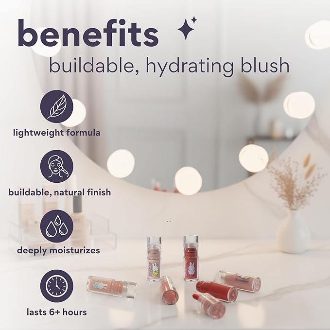 dearcloud Miffy Gentle Crush Serum Blush – Liquid Blush for Cheeks with Hyaluronic Acid – Korean Beauty Makeup - .19 fl oz (Be Polite)