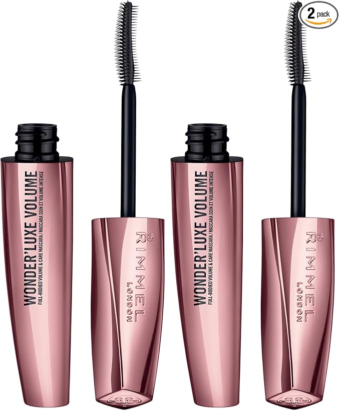 Rimmel Wonder'Luxe Volume Mascara, Long-Wearing, Volumizing, Smudge-Proof, 003, Extreme Black, 0.08oz (Pack of 2)