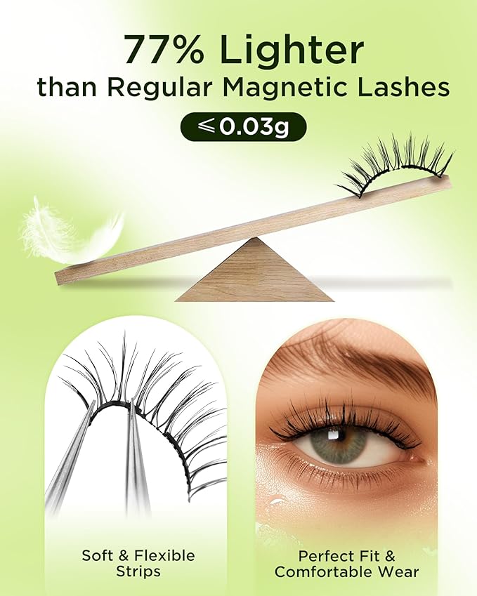 BEYELIAN Magnetic Eyelashes with Applicator Kit, Upgrade Soft Magnetic Lashes Reusable False Lashes Natural Look, No Glue Needed for Eye (Lightweight & Comfortable)