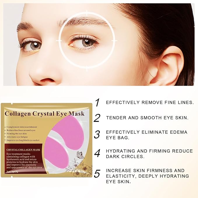 Lip Mask & Eye Mask - 30PCS Under Eye Patches Skincare for Puffy Eyes Bags Reducing Dark Circles,Collagen Hydrating Moisturizing Smoothing Gel Pads for Fade Fine Lines Anti-Aging Wrinkles Pink