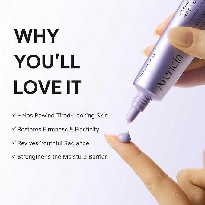 Arencia NAD+ Serum Booster Shot with 5% NAD+ Complex & Resveratrol, Hydration & Barrier Support, 30 mL / 1.01 fl. oz.
