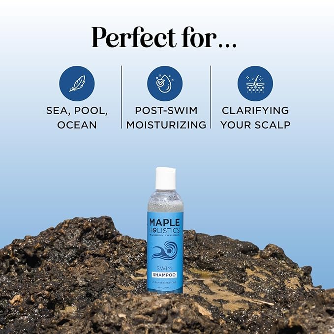 After Swim Shampoo for Kids & Adults - Clarifying Shampoo for Chlorine Removal Kids Friendly Formula with Tea Tree and Rosemary Essential Oils - Pool for Swimmers with Replenishing Oils