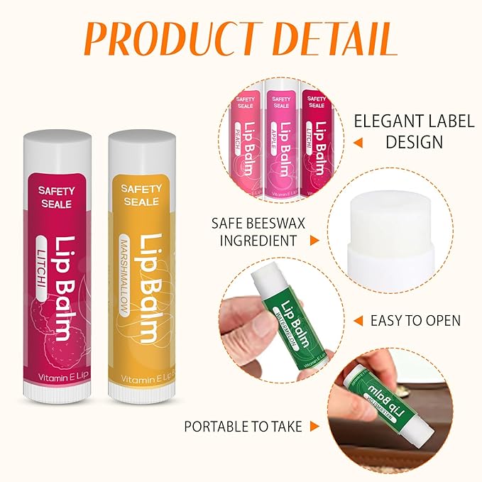 182 Pack Lip Balm Bulk, Natural Lips Balm with Vitamin E and Coconut Oil, Moisturizing Hydrating Soothing Dry Chapped Lips, Lip Moisturizer for Women Men,Holiday Party Favors Bulk Gift - 14 Flavors