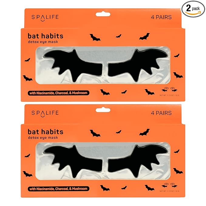 SpaLife Beauty Halloween Hydrogel Under Eye Patches | Eye Patches for Dark Circles | Halloween Gifts for Women | Cooling Undereye Patches for Puffy Eyes with Niacinamide, Charcoal & Tremella | 8 Pairs