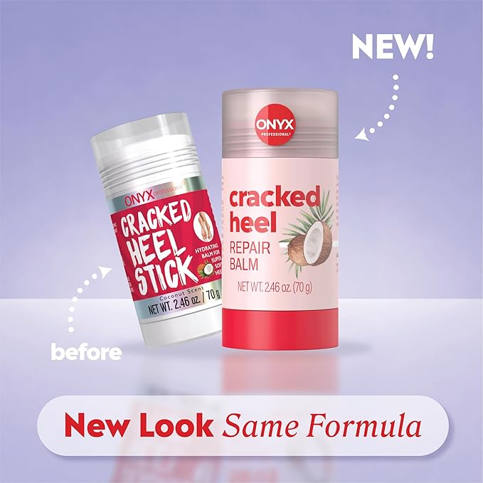 Onyx Professional Cracked Heel Repair Balm Stick for Dry Cracked Feet Treatment, Coconut Scent, 2 pack - Moisturizing Foot Balm, Rolls On, Cracked Heel Treatment