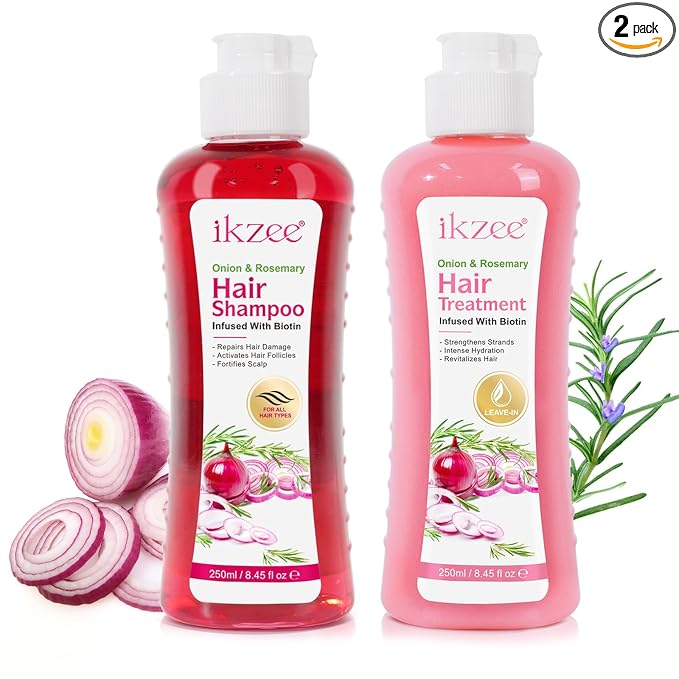 Onion Biotin and Rosemary Shampoo and conditioner Treatment Set, All Hair Types Conditioner Hair Care, Thinning Hair, Reduce Hair Loss -Soft and Shine - Promotes Growth for Fuller Healthier