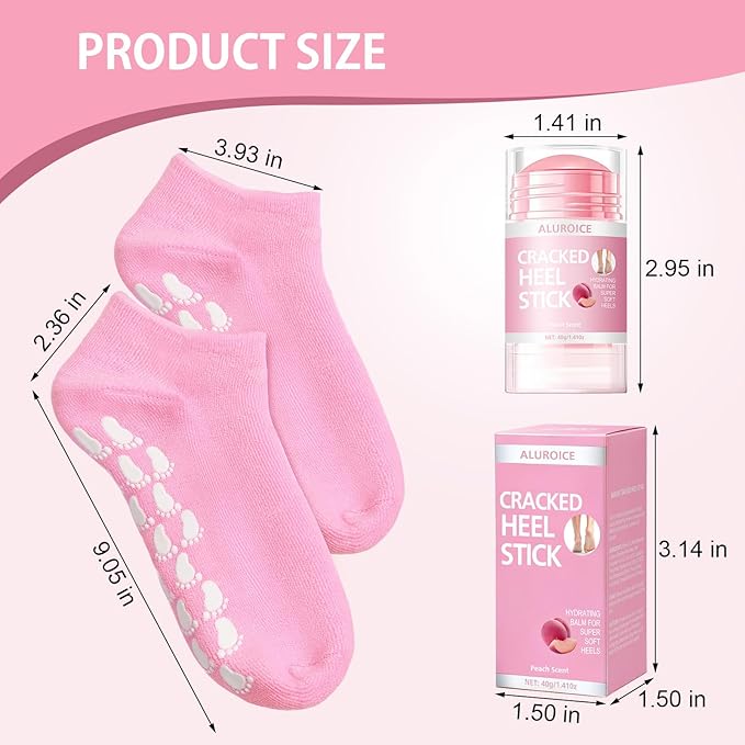 Silicone Moisturizing Socks with Foot Cream- 2 in 1 Gel Socks & Foot Cream for Dry Feet, Foot Care Moisturizing Socks for Dry Cracked Feet Women