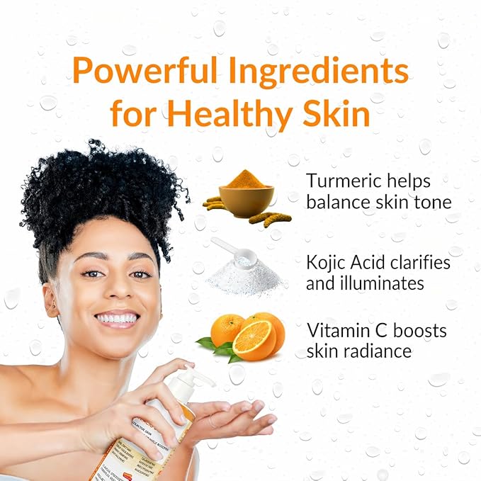 Nasola Kojic Acid Body Wash – Turmeric & Vitamin C Skin Brightening Shower Gel for Deep Gentle Moisturizer – Hydrating Women & Men Body Wash for All Skin Types – 11.8 fl oz