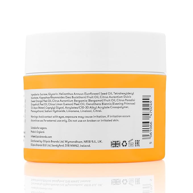 Q+A Vitamin C Body Scrub (200ml), Exfoliating Body Scrub, Brightening and Hydrating Sugar Scrub with Citrus Essential Oils, Vitamin C and Evening Primrose Oil