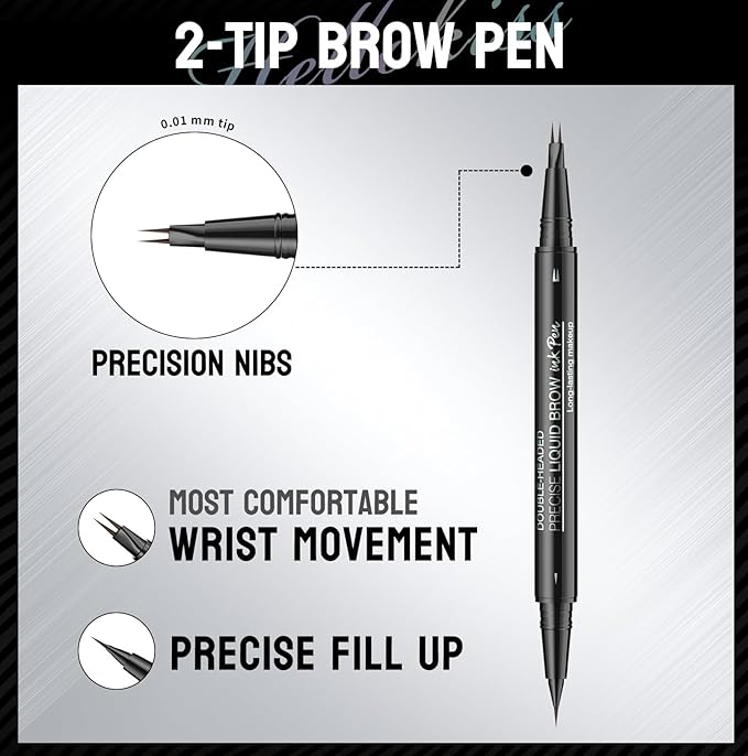 NinjaTiger Eyebrow Pencil Brow Pen - 2-Pack 2-IN-1 Dual-Ended Eye Brow Pencils 2-Fork-Tip Microblading Eyebrow Pen for Women Waterproof Eyebrow Pen with Brow Brushes Light Brown ＆ Brown