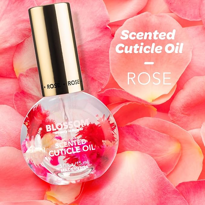 Blossom Cuticle Oil for Nails, Hydrating, Moisturizing, Scented Nail Oil Cuticle Care, Infused with Real Flowers, Made in USA, 0.75oz, 3 pack, Mini Gift Set, Lavender/Jasmine/Rose