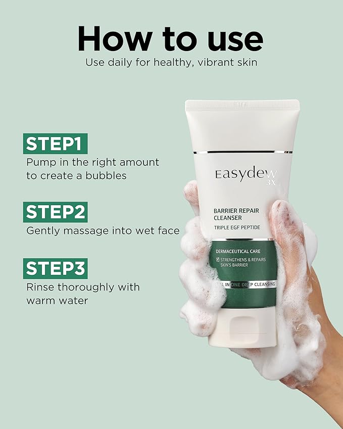 EASYDEW Barrier Repair Cleanser - Deep Pore Cleansing and Skin Barrier Enhancement Face Bubble Wash with Salicylic Acid, Hyaluronic Acid, Collagen, Niacinamide, Panthenol, DW-EGF Peptide 5.07 fl.oz.