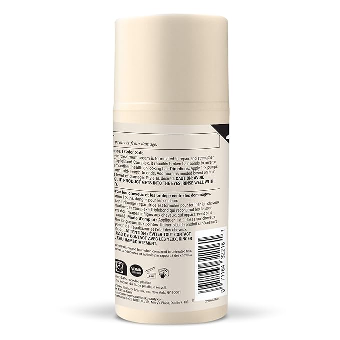 HASK Bond Building Leave-In Treatment Cream with TripleBond Complex & Argan Oil, Repairs Damage, Prevents Breakage, Adds Moisture, Sulfate-Free, Cruelty-Free, Color-Safe – 3.3 oz