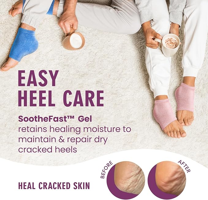 Dr. Frederick’s Original Moisturizing Fuzzy Heel Socks - Cozy Gel-Lined Socks for Dry Cracked Heels - 2 Pairs - Overnight Foot Care with Olive Oil, Vitamin E - Gifts for Women & Men - Relaxing Rose