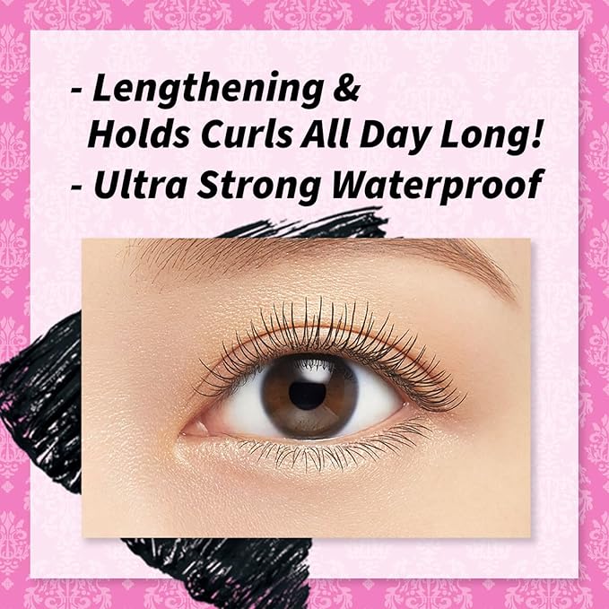 HEROINE MAKE by KISSME Smudge Proof Mascara Black, Volume and Length by Defining Fiber for Long and Curl Eye Makeup for Women, Tubing Mascara Made in Japan, Black, 3 EA