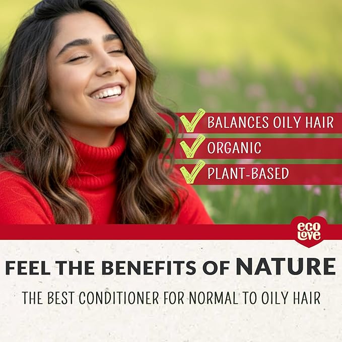 ecoLove – Natural Conditioner for Normal and Oily Hair - No SLS or Parabens - With Organic Tomato and Beet Extract - Vegan and Cruelty-Free, 17.6 oz