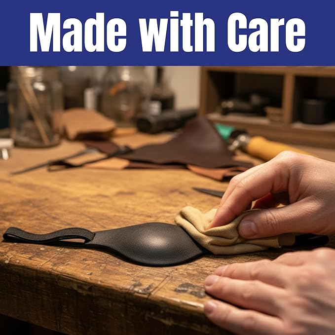 Black Leather Eye Patch with Adjustable Band and Concave Design - Comfortable Medical Eye Patch for Left or Right Eye