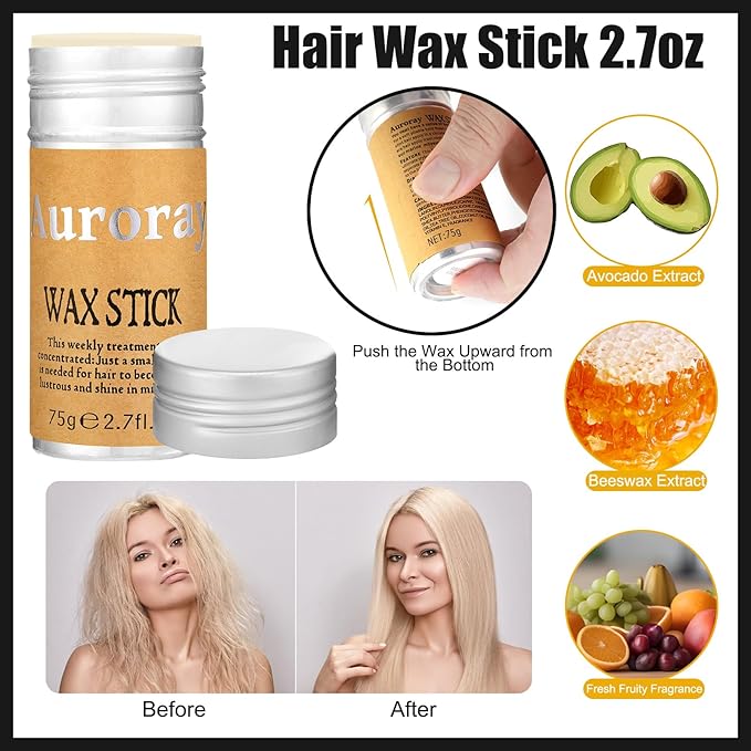 Boar Bristle Slick Back Hair Brush Comb with Wide Boar Bristle Brush,Hair Wax Stick,500PCS Elastic Rubber Bands for Women and Men Sectioning,Parting